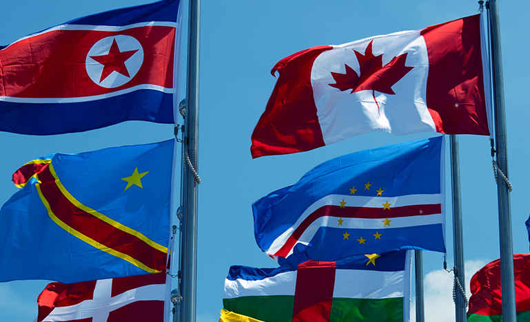 line up of flags from different countries