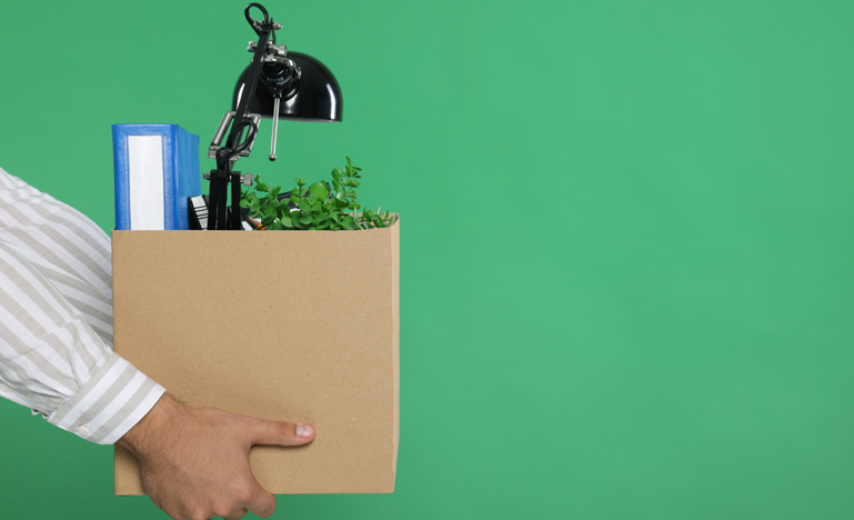 box of desk supplies