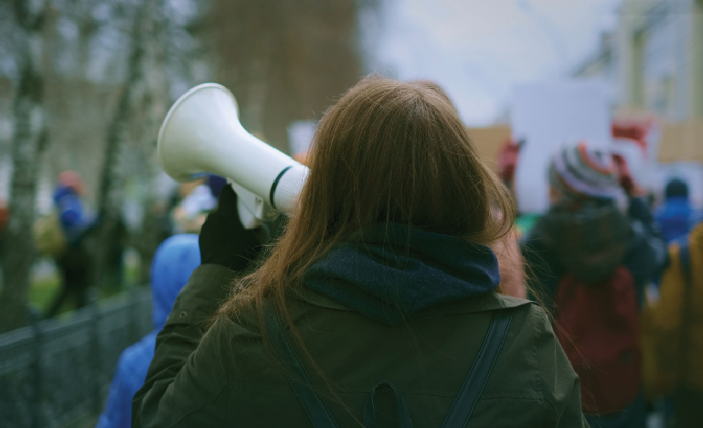 A demonstrator in the city