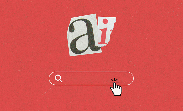 A search bar with a cursor hovering over it with AI printed above. 