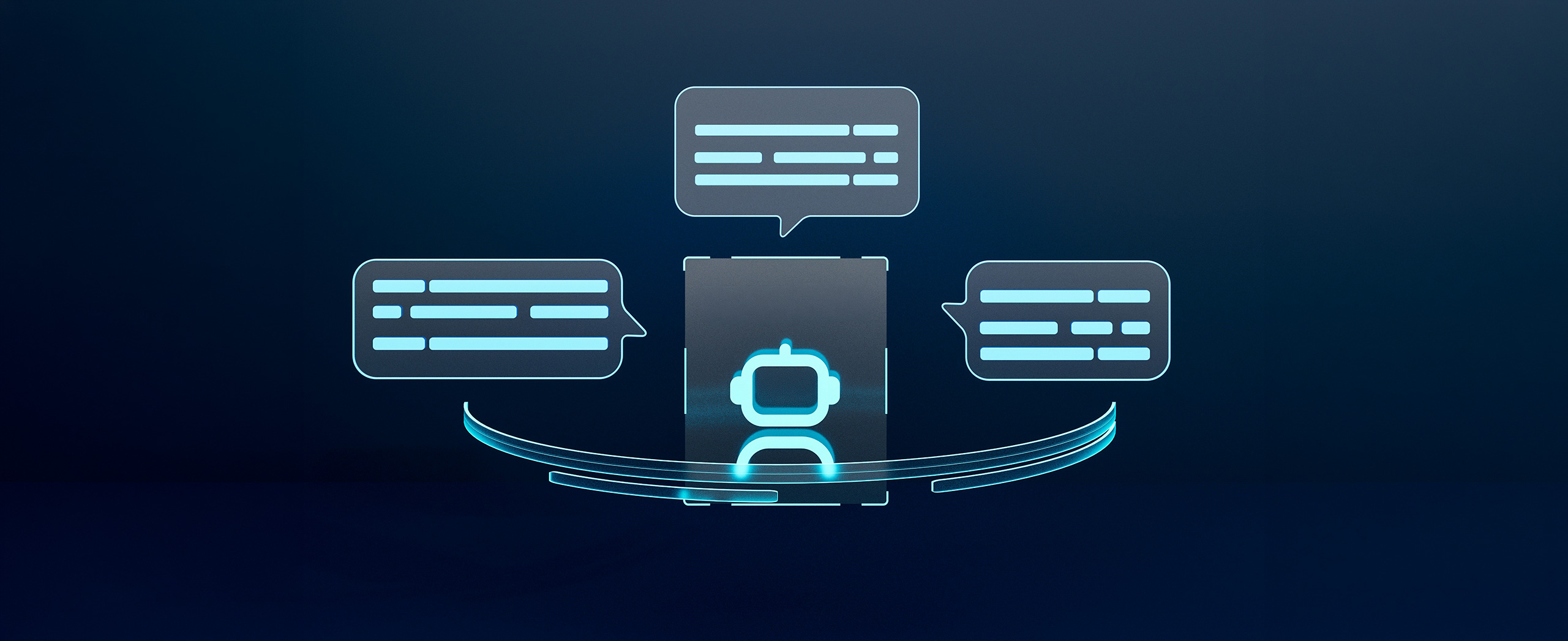 A digital graphic of an AI chat 