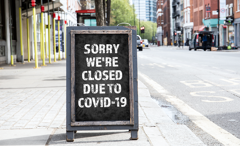 sorry we're closed due to covid-19 sign