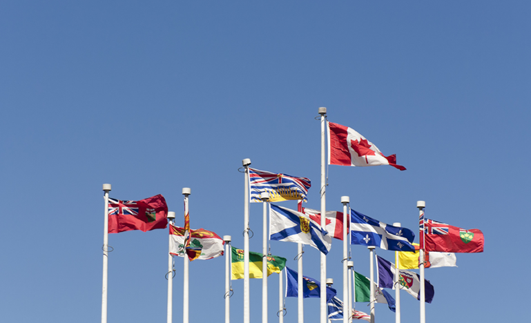 canadian and provincial flags