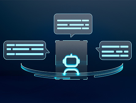 A digital graphic of an AI chat 