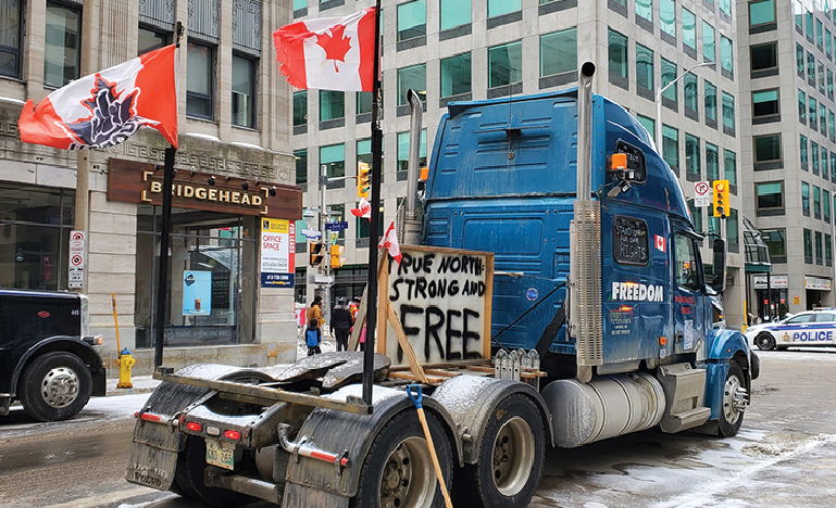 semi truck at Ottawa protest